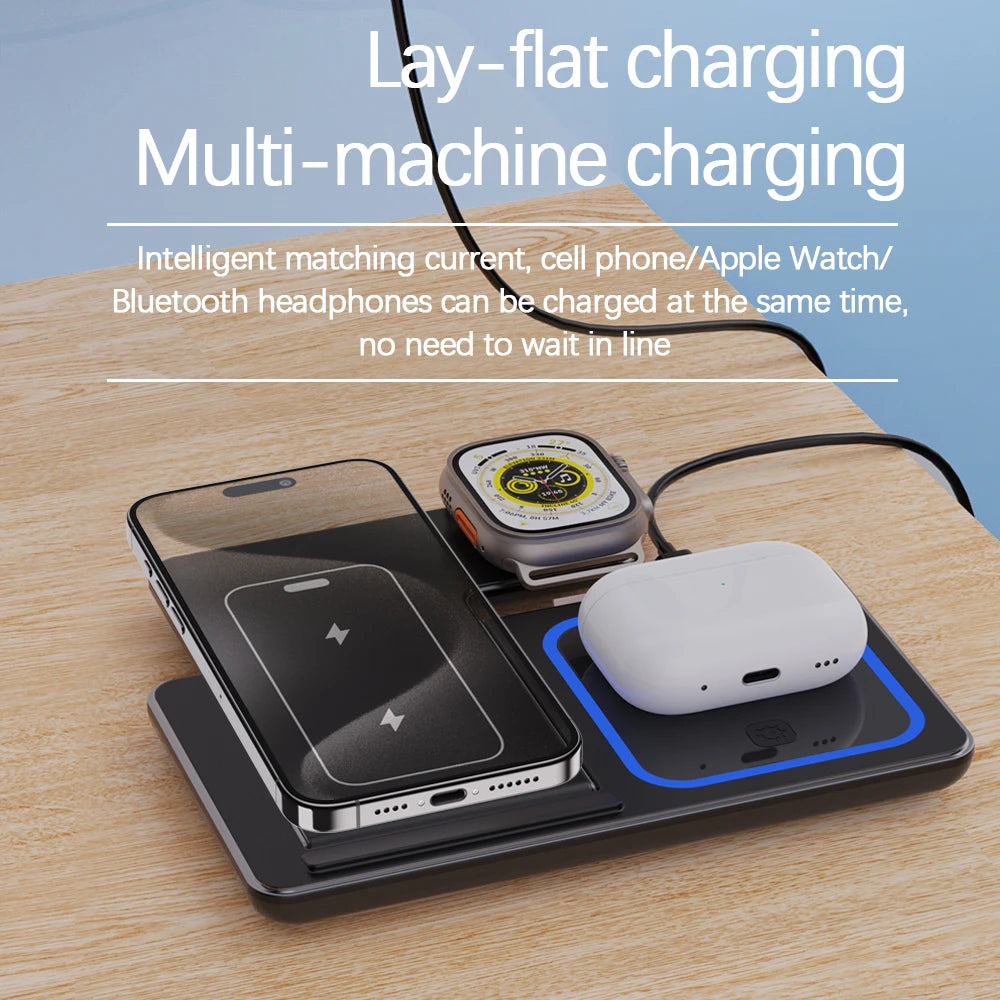  Fast Wireless Charger Stand 3 in 1 Foldable Charging Station 30W for Iphone &Apple Watch & Airpods Pro