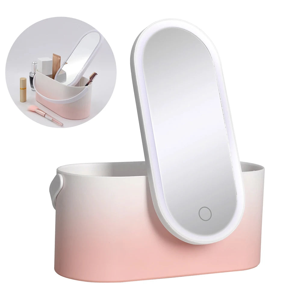 New LED Makeup Mirror with Cosmetic Mirror Box Lighted Vanity Mirror 